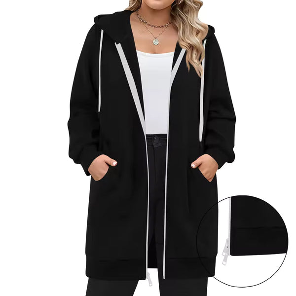 Fenna | Lang Vest met Capuchon en Rits (Nu 1+1 Gratis!)