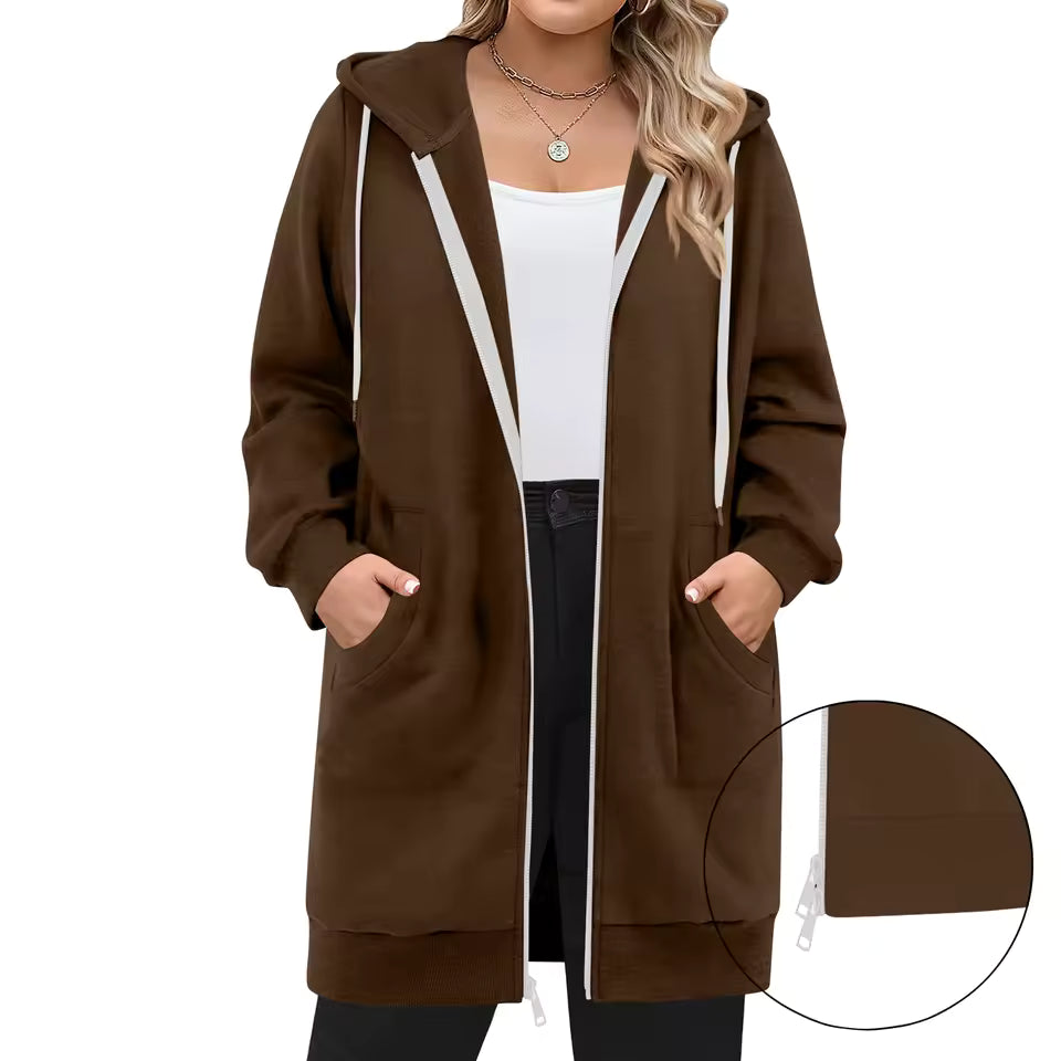 Fenna | Lang Vest met Capuchon en Rits (Nu 1+1 Gratis!)