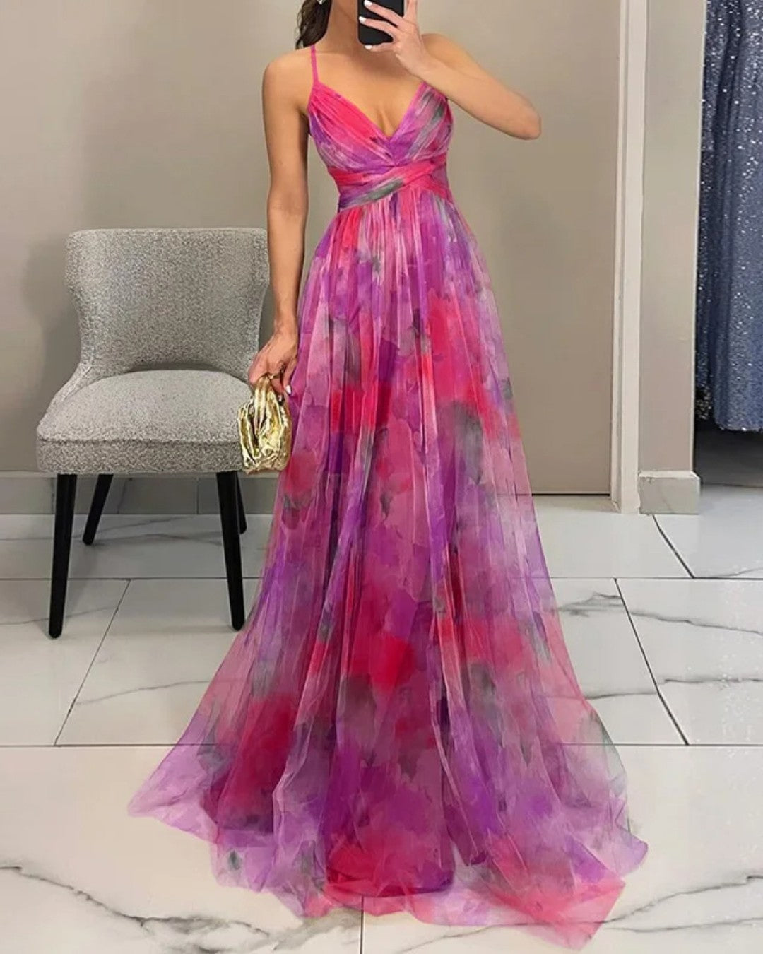 Van Straaten™ Roselle Luxe Maxi Jurk met Bloemenprint