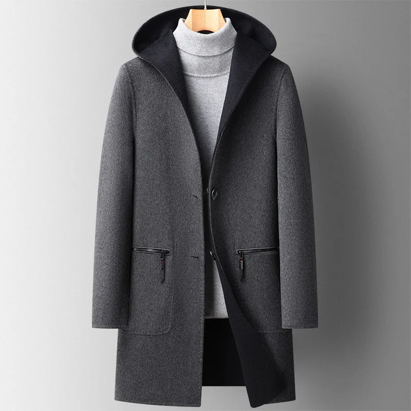 Wool Hooded Overcoat | Klassieke Wollen Jas met Capuchon
