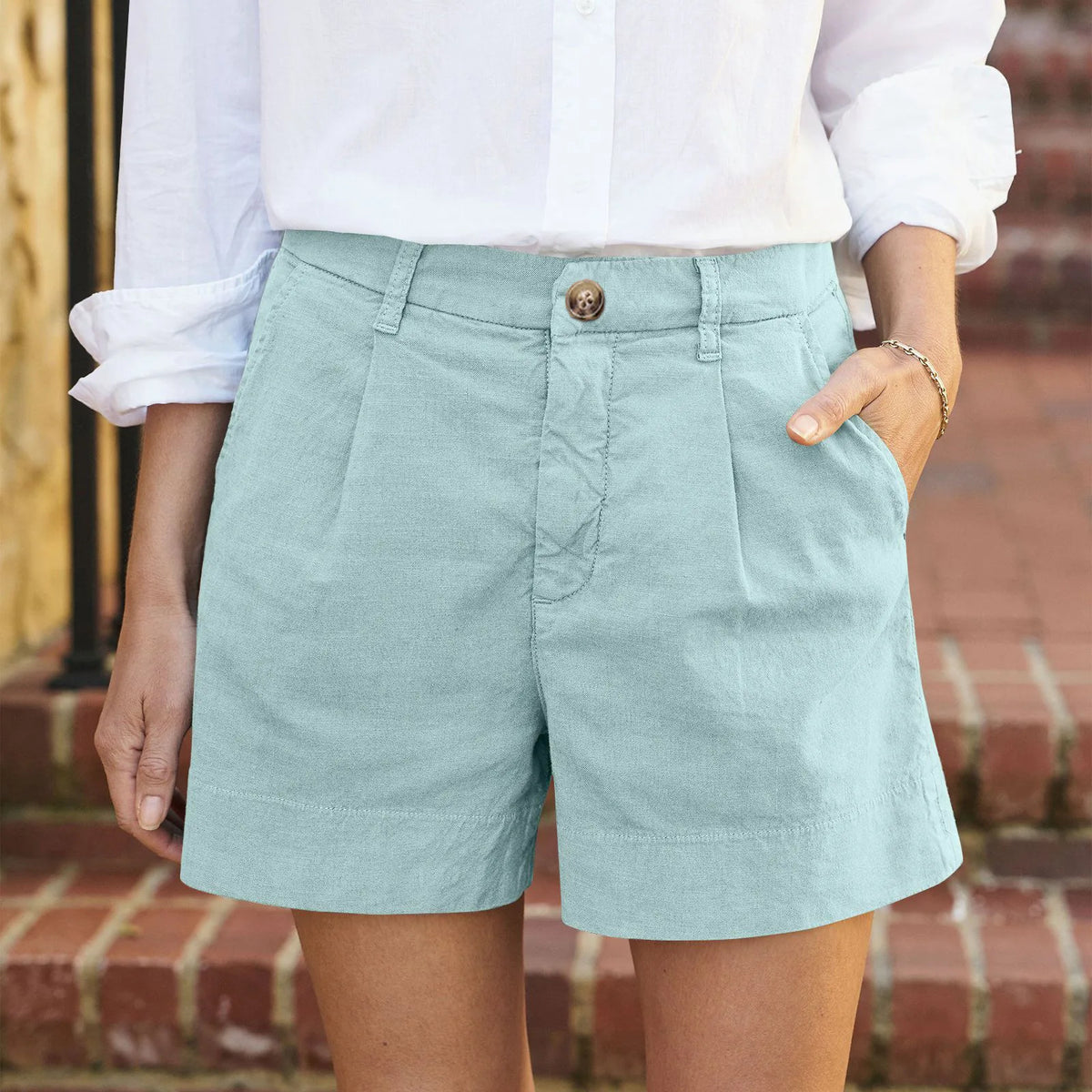 Wendy Katoenen Shorts - Cyaan