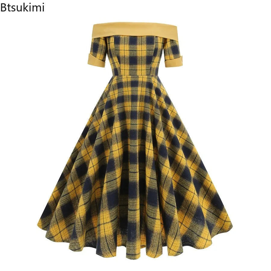 Sophia | Vintage Off-Shoulder Swing Jurk