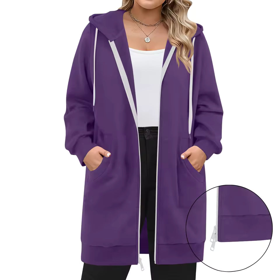 Fenna | Lang Vest met Capuchon en Rits (Nu 1+1 Gratis!)