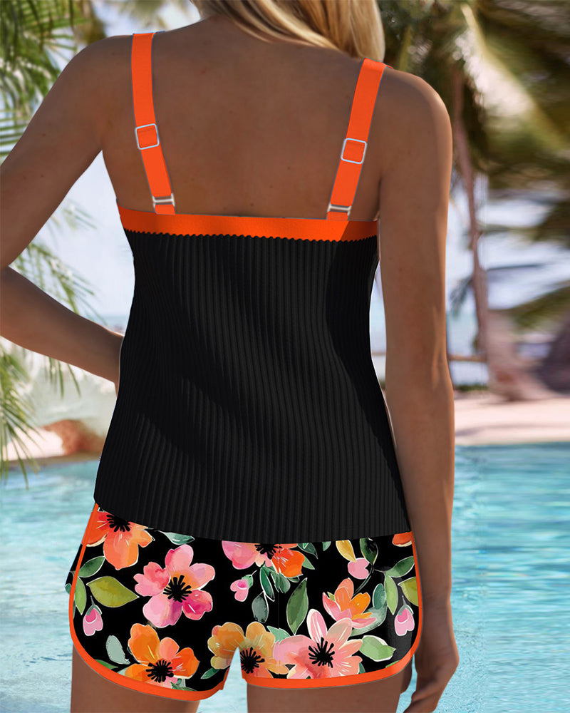 Viktoria | Levendige Tankini met Contrastdetails