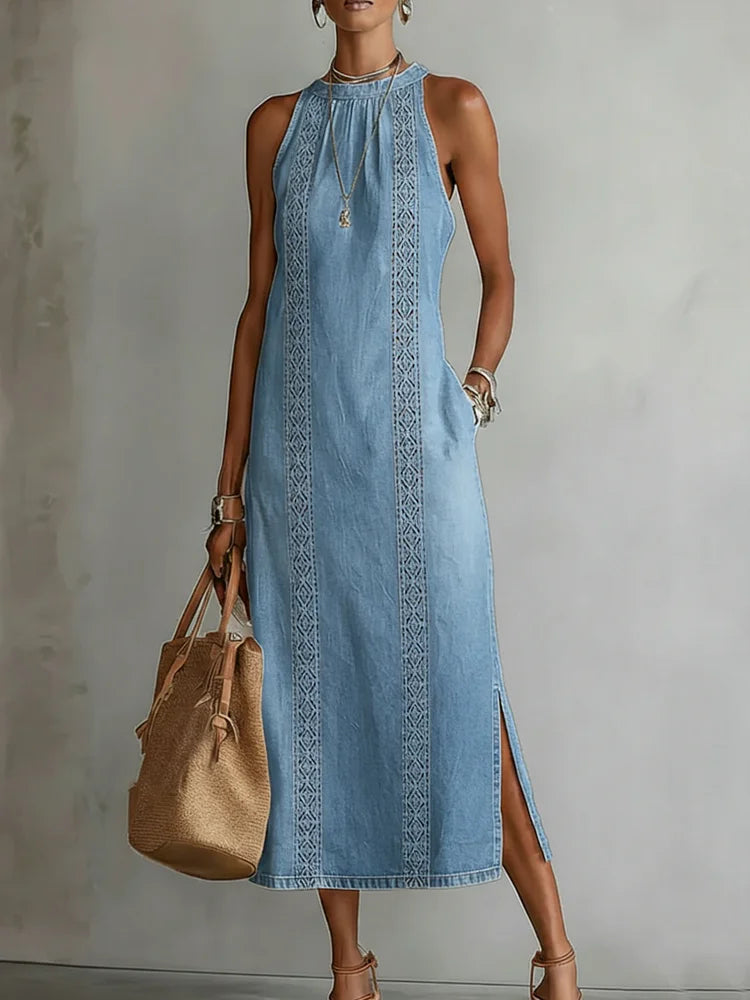 Julia | Jeansjurk met Vintage Kantdetails