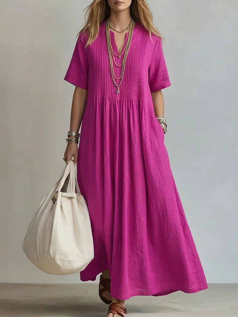 Lena | Pintuck Maxi-Jurk