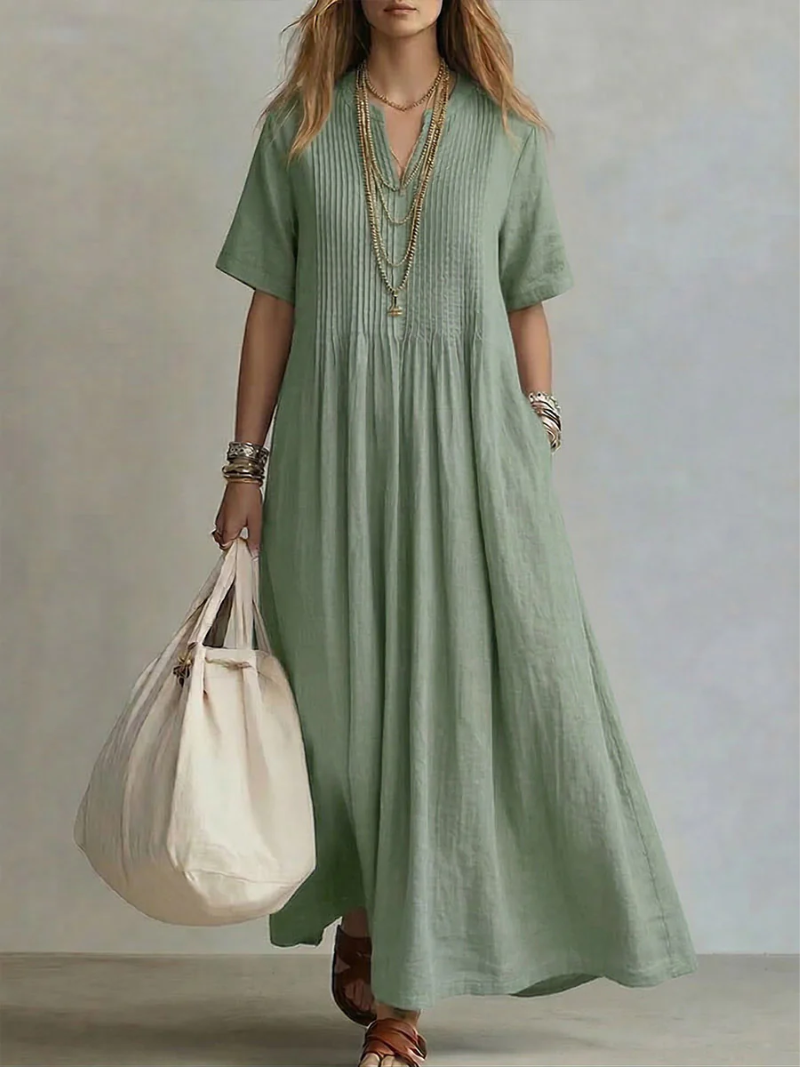 Lena | Pintuck Maxi-Jurk