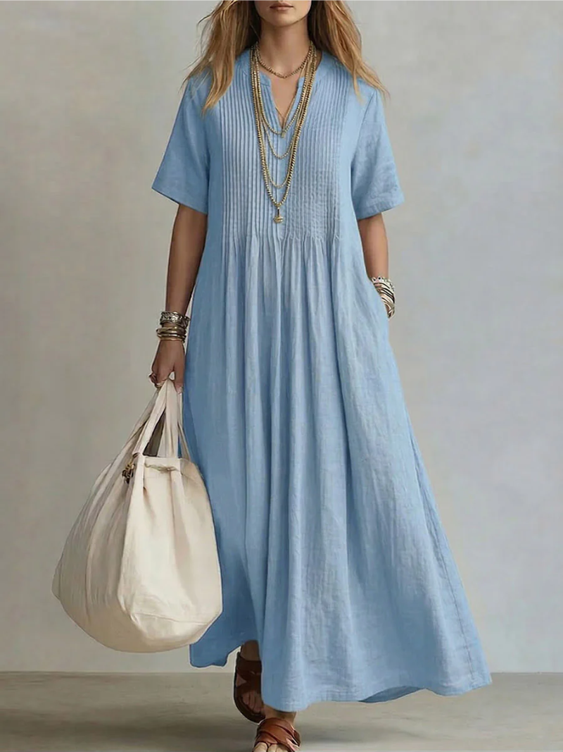 Lena | Pintuck Maxi-Jurk