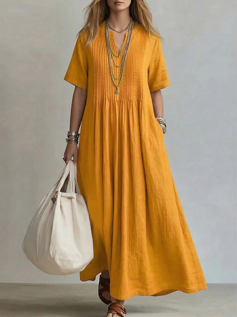 Lena | Pintuck Maxi-Jurk