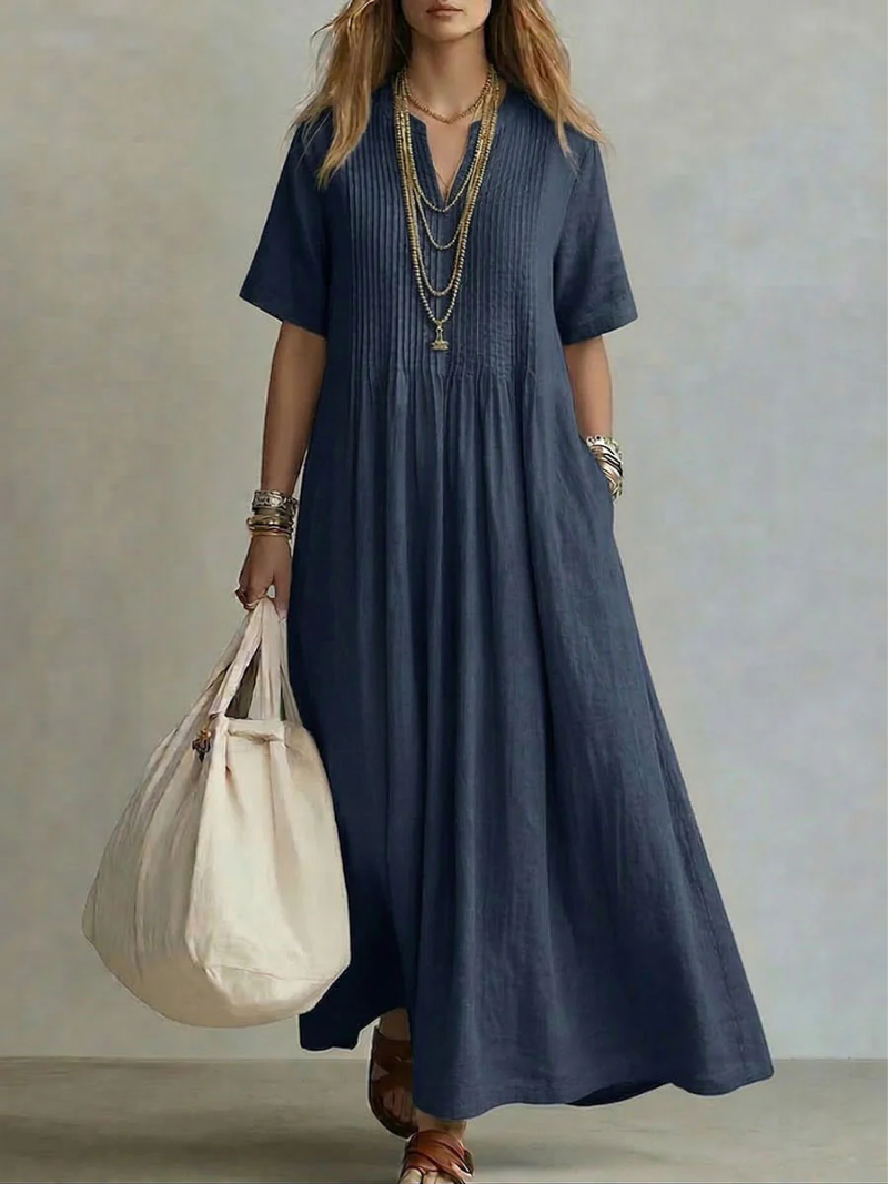 Lena | Pintuck Maxi-Jurk