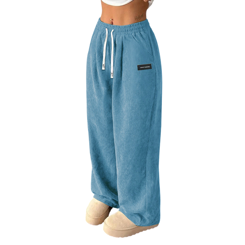 Dora | Ribfluwelen Broek met Wijde Pijp