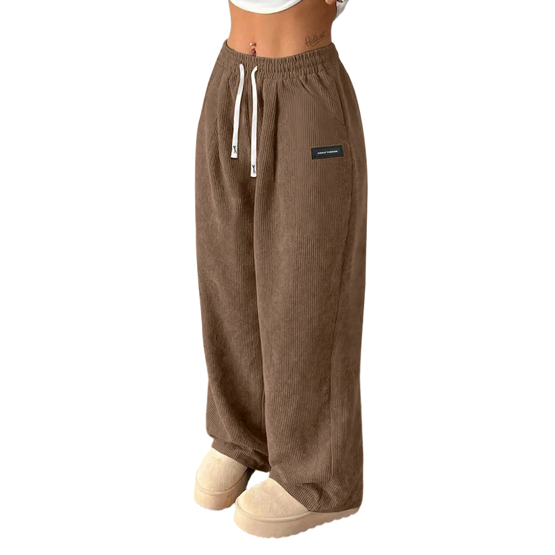 Dora | Ribfluwelen Broek met Wijde Pijp
