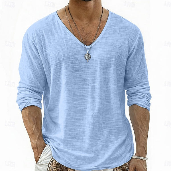 Lars | Linnen V-Hals Longsleeve Shirt