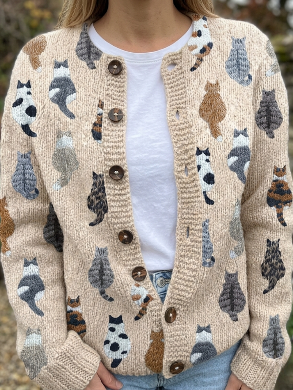 Charlotte | Gezellig Katten Print Vest
