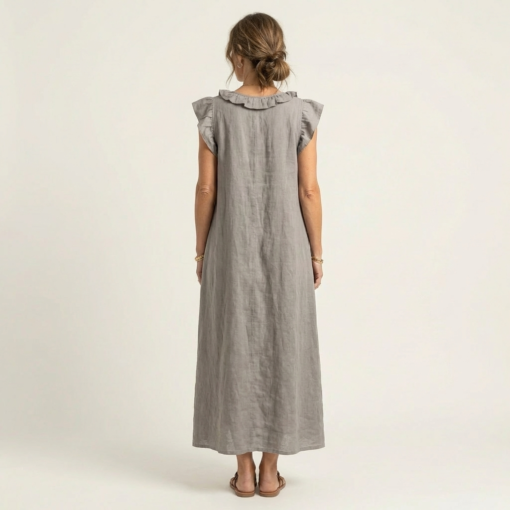 Juliette | Maxi Jurk met V-hals en Elegante Ruches