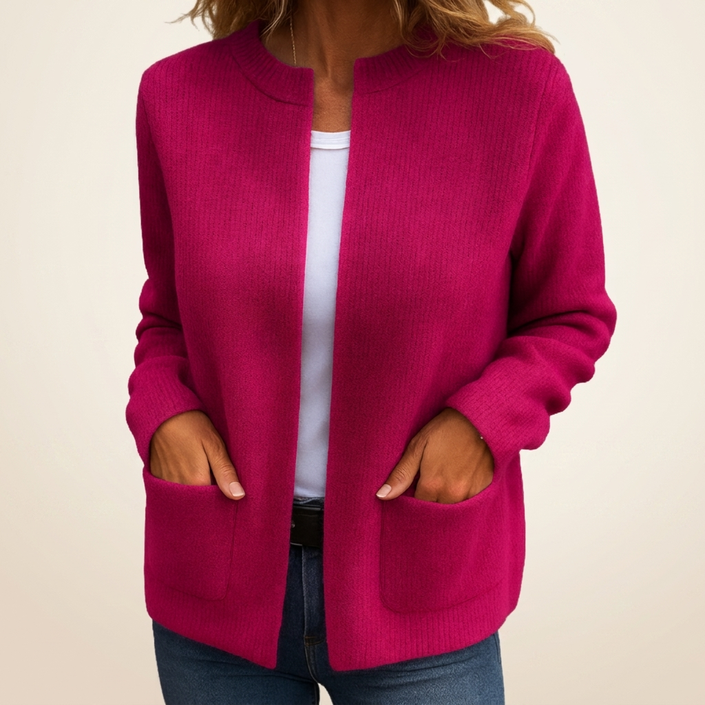 Janny | Ribgebreid Vest met Zakken