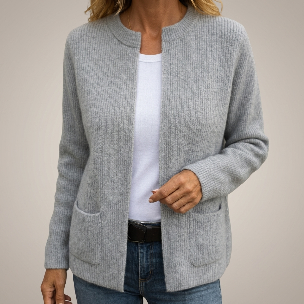 Janny | Ribgebreid Vest met Zakken