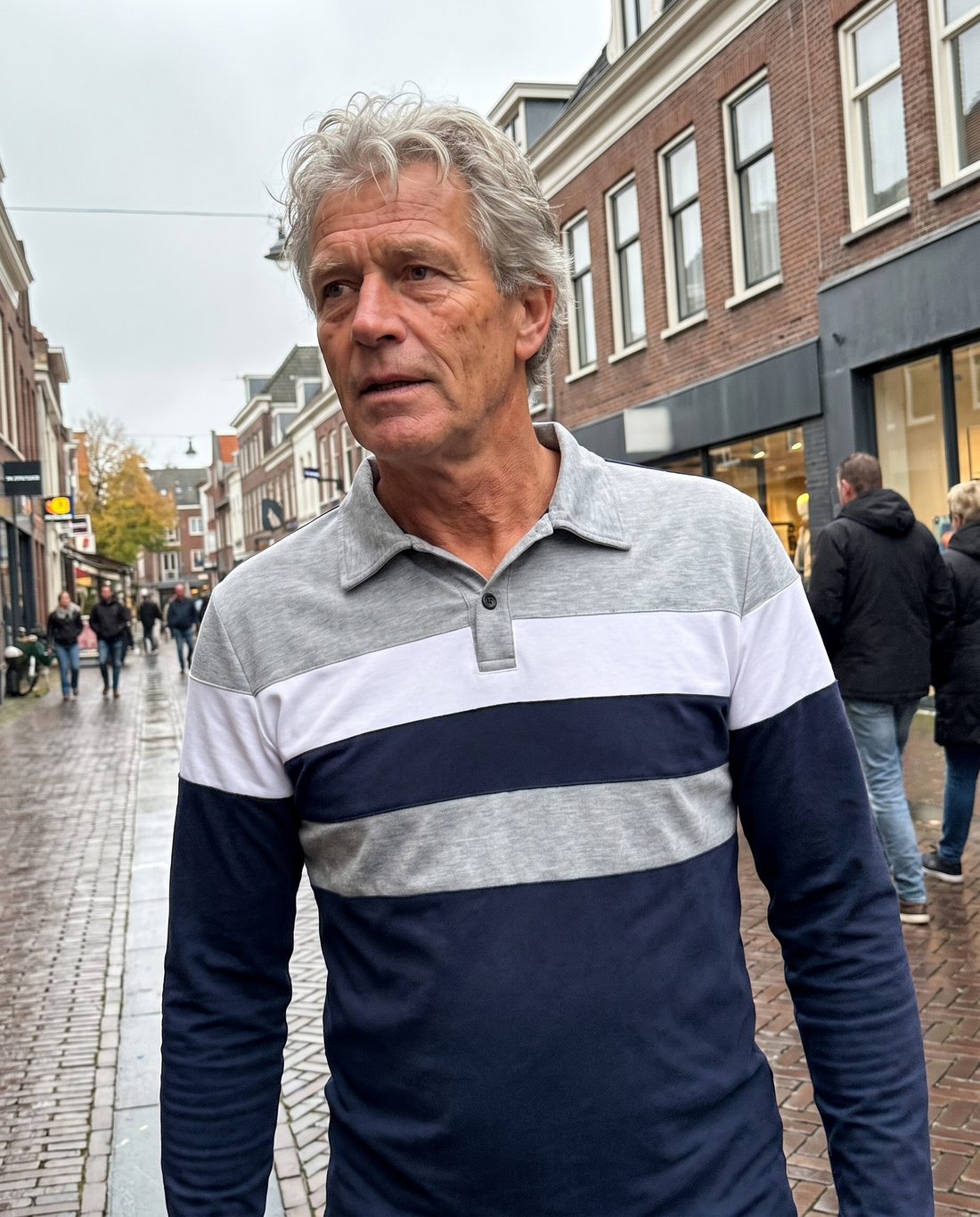 Maarten | Kleurblok Polo met Lange Mouwen