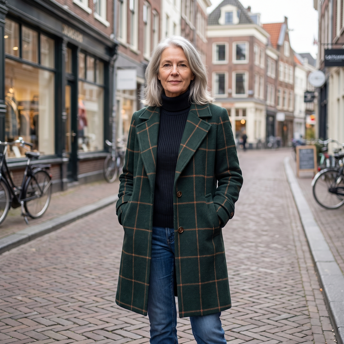 Nellie | Geruite Lange Jas