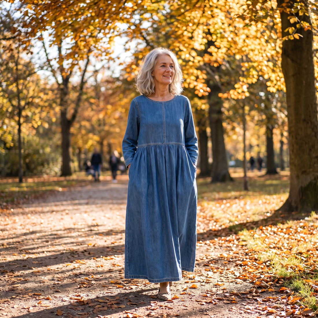 Hennie | Wijde Maxi Jurk in Denimlook