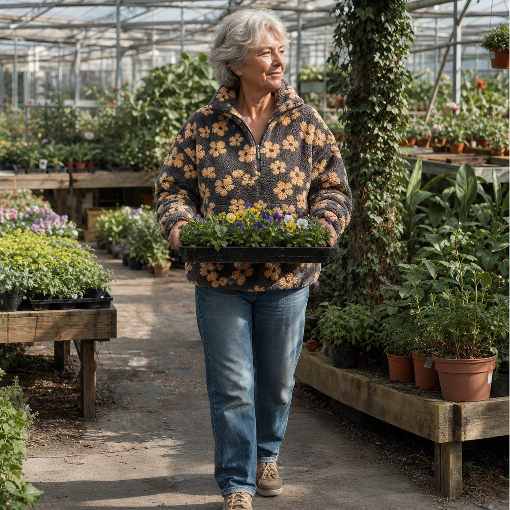 Diny | Teddytrui met Bloemen en Halve Rits