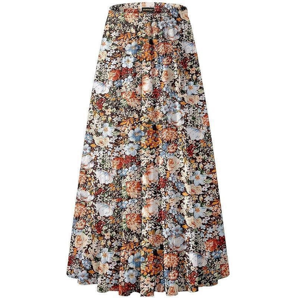 Nel | Bloemenprint Rok met Elastische Taille