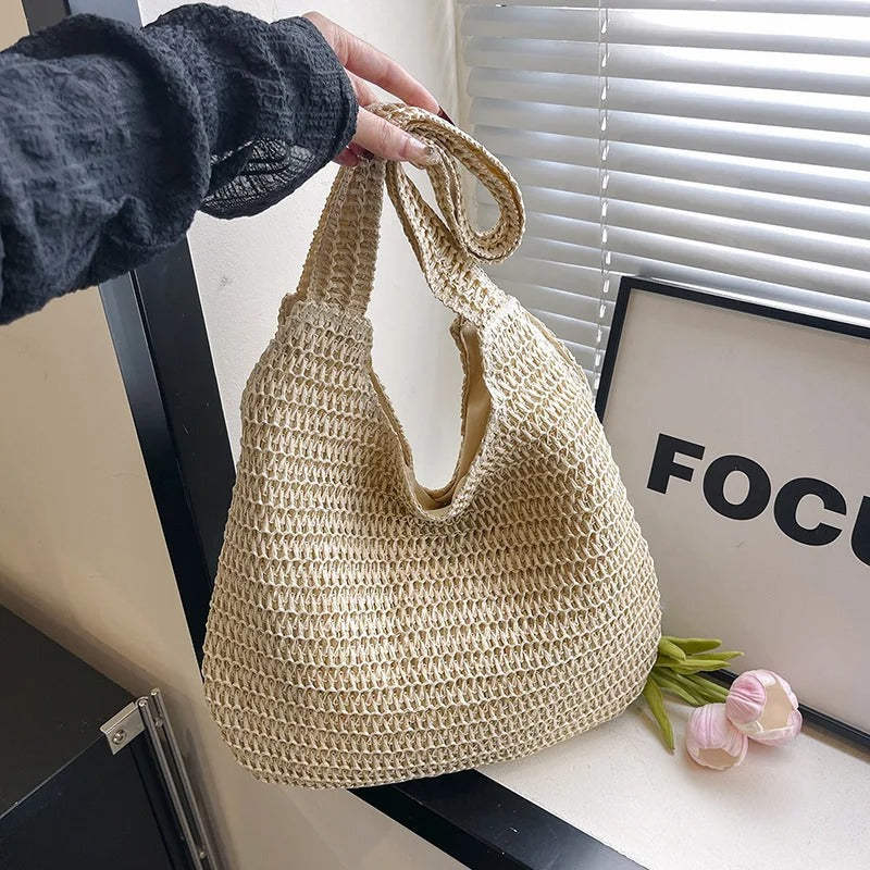 Kiki gevlochten tas beige