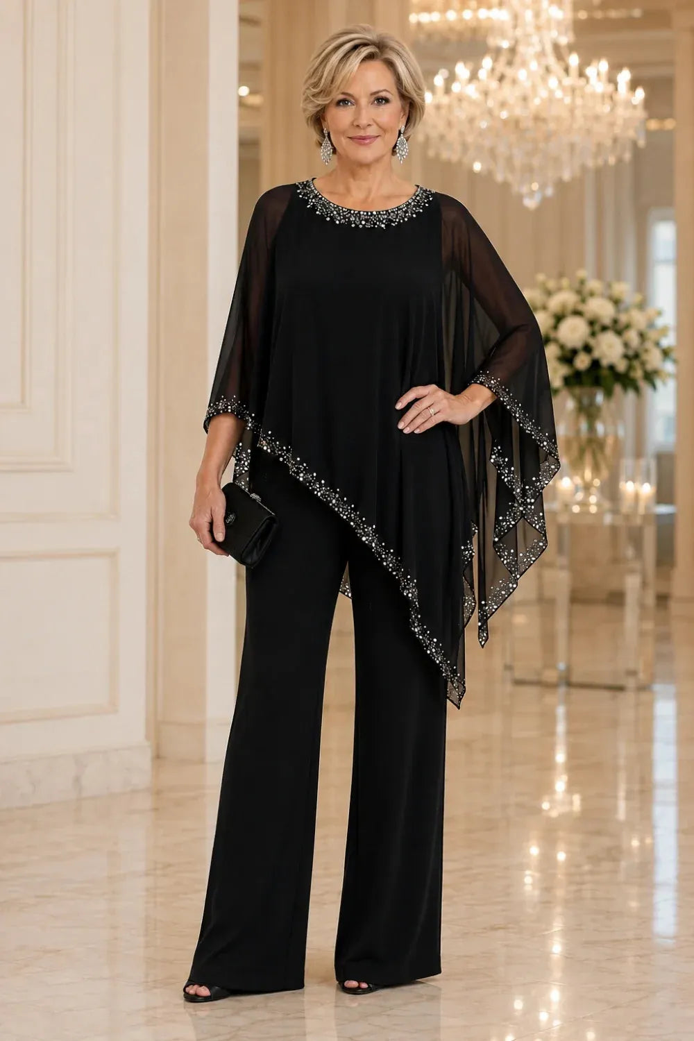 Nelly | Broekpak met Chiffon Cape