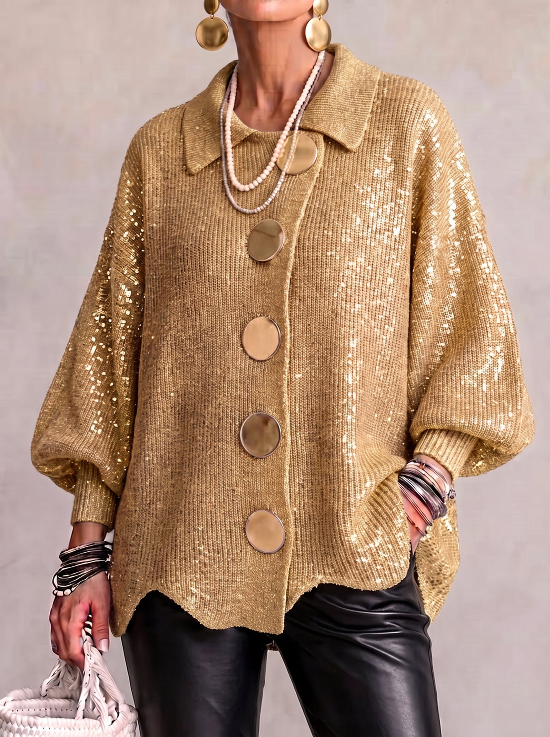 Geertje | Oversized Vest met Grote Knopen