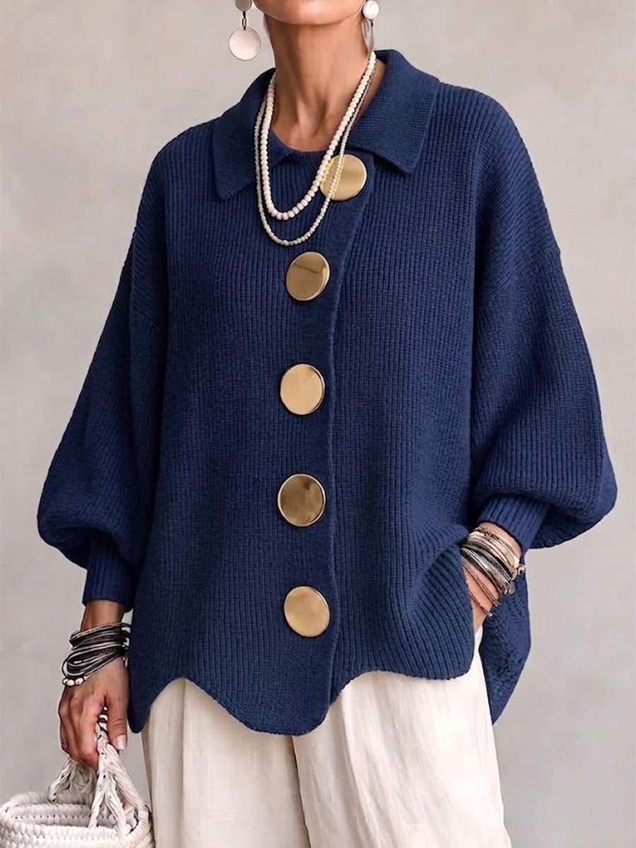 Geertje | Oversized Vest met Grote Knopen