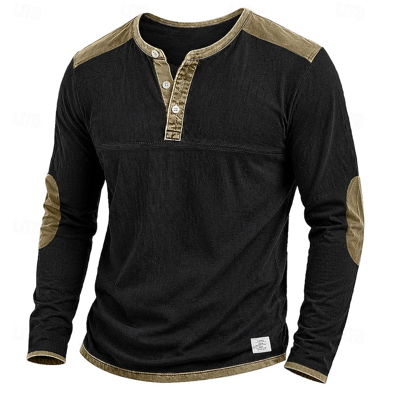 Hidde | Henley met Schouderstuk (Nu 1+1 Gratis!)