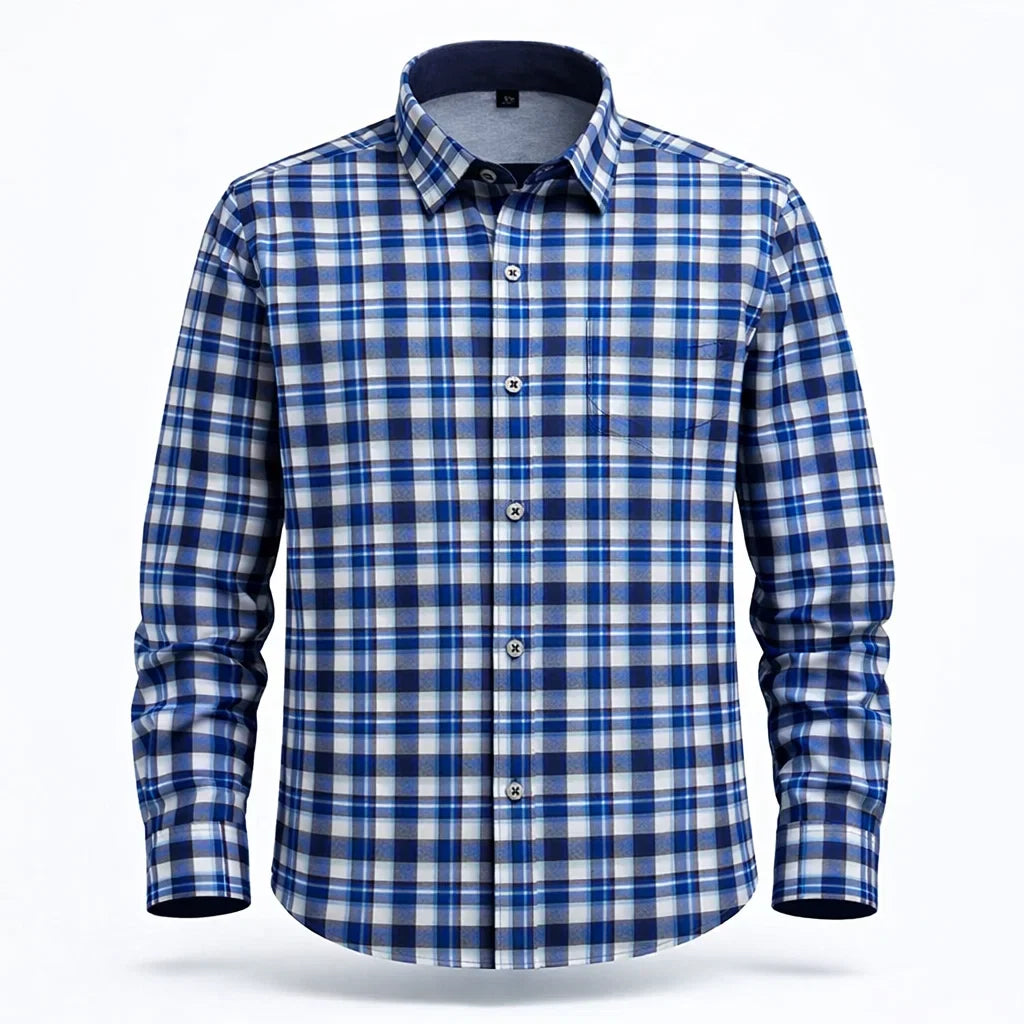 Bouke Overhemd Blauw met wit
