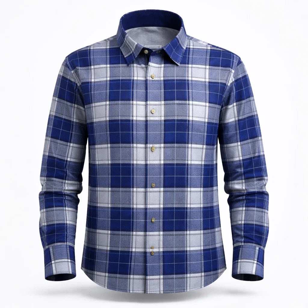 Bouke Overhemd Blauw met grijs