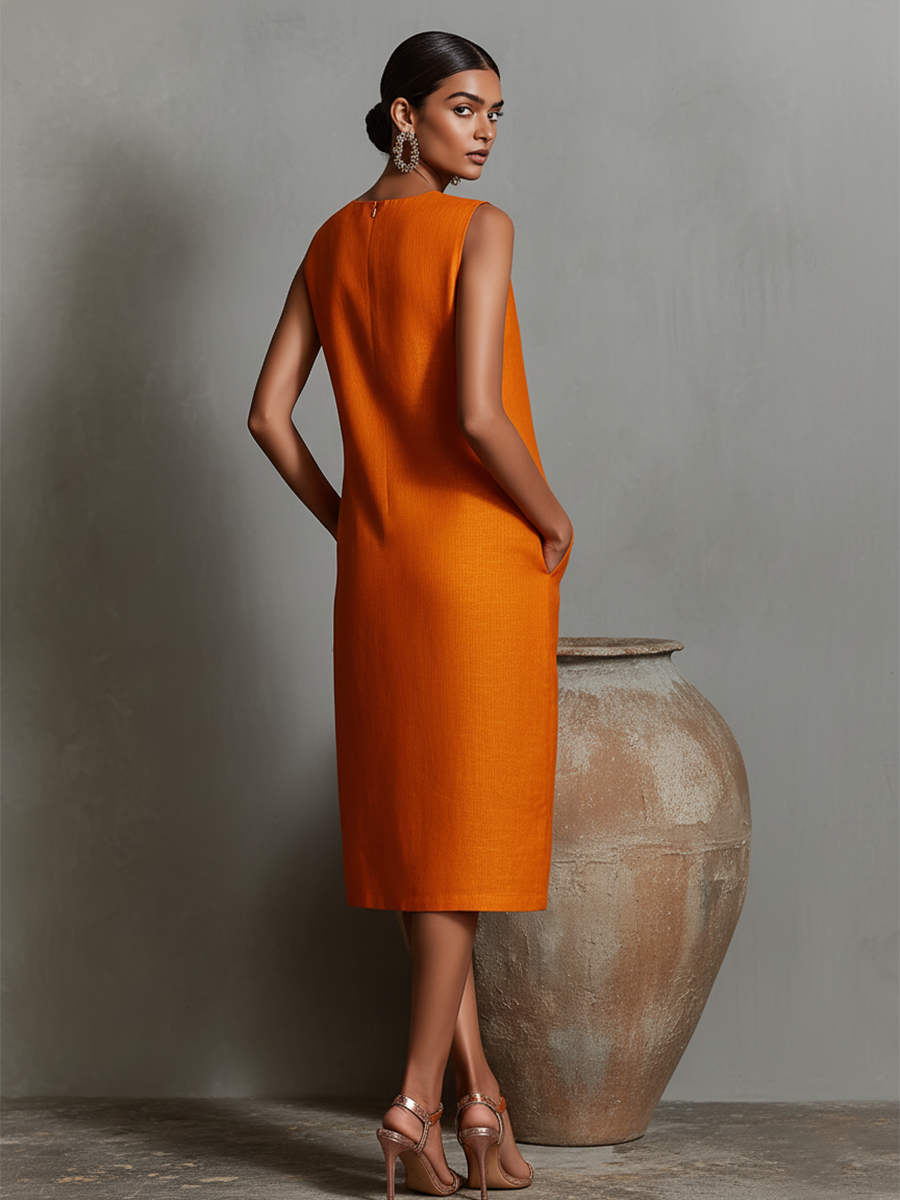 Yasmine | Midi-Jurk met Zakken