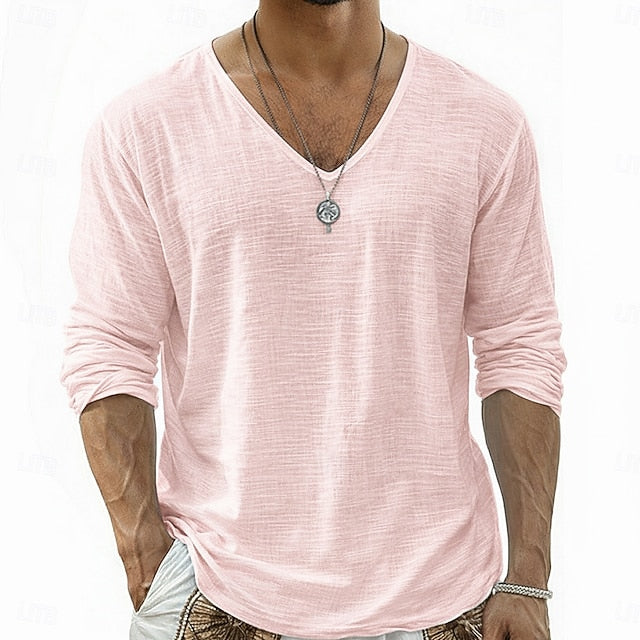 Lars | Linnen V-Hals Longsleeve Shirt